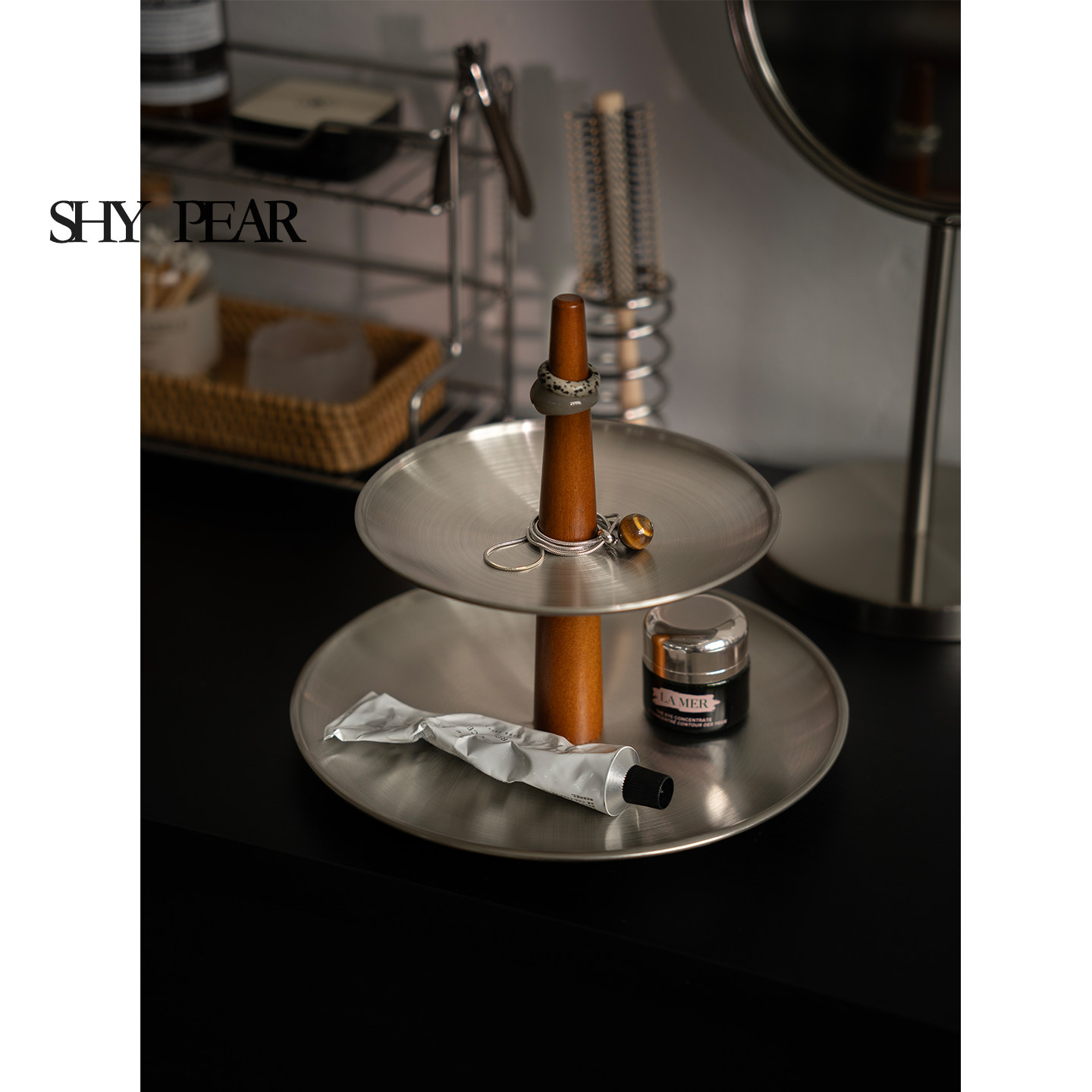 shy pear羞梨 收纳架 不锈钢多层化妆品收纳盘玄关小型杂物置物架,收纳整理,收纳盘,淘宝优惠券,粉丝福利购,淘宝优惠卷