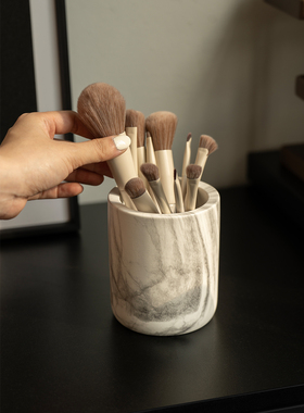 shy pear羞梨 收纳筒 陶瓷桌面化妆刷收纳桶眉笔筒梳妆台化妆笔筒