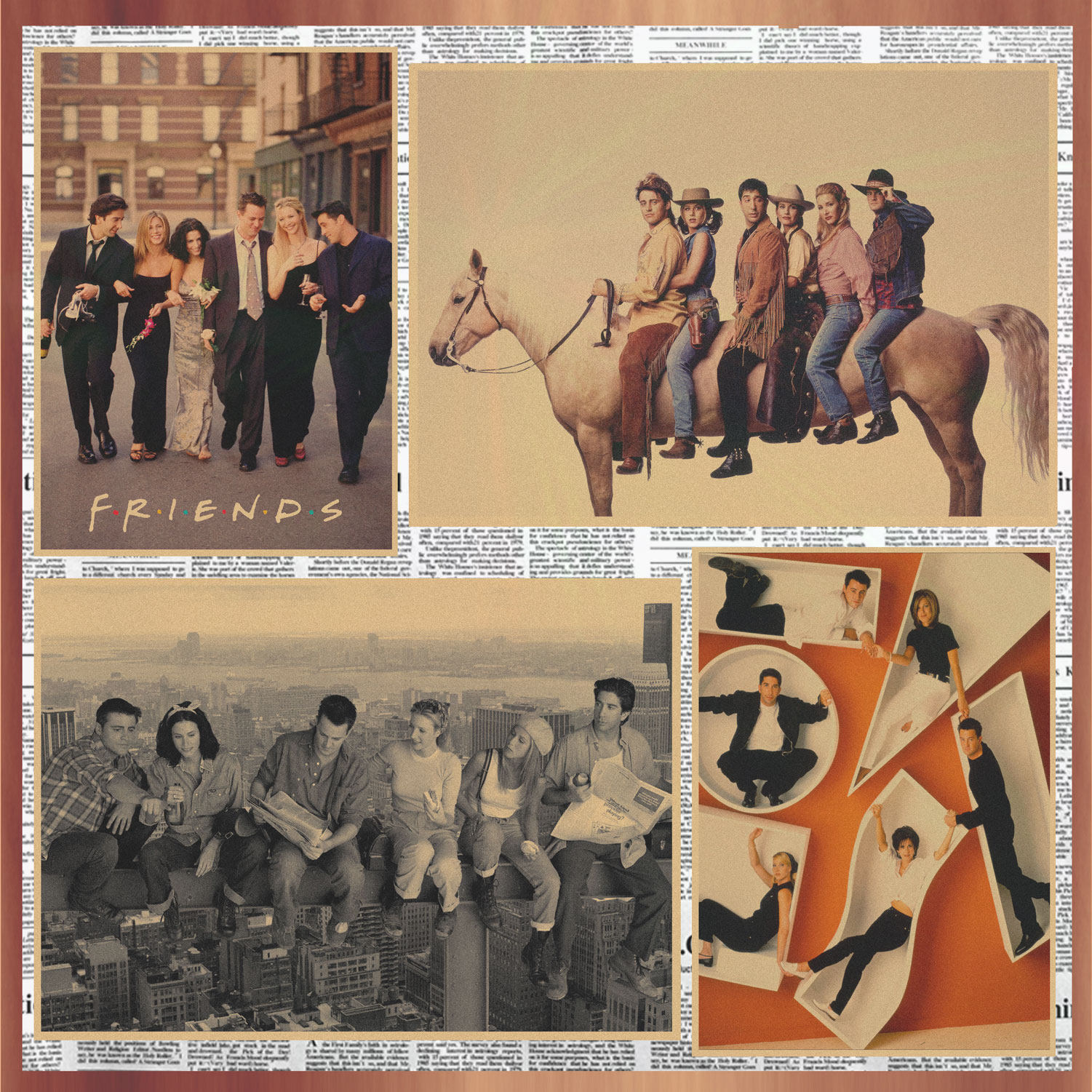 经典美剧老友记六人行复古牛皮纸海报酒吧咖啡厅装饰墙画壁画337