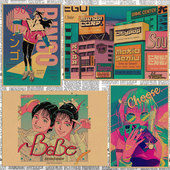 复古牛皮纸装 蒸汽波赛博朋克少女 饰墙画壁画238 pop海报 City