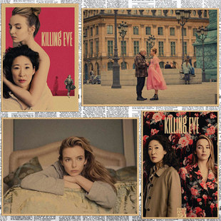 美剧Killing Eve 杀死伊芙电影海报复古牛皮纸装饰墙画壁画234