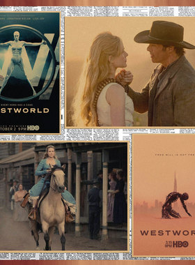 美剧电影海报 西部世界 Westworld 复古牛皮纸装饰墙画壁画223