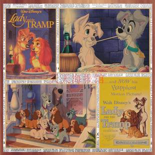 喜剧爱情动画 小姐与流浪汉牛皮纸海报 儿童房卡通装饰墙画495