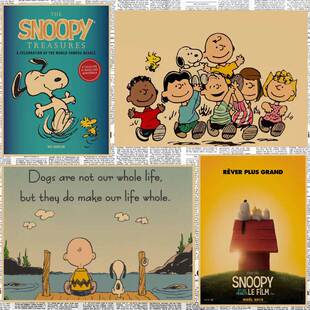 史努比海报 Snoopy卡通动漫复古牛皮纸酒吧咖啡厅装饰墙画137