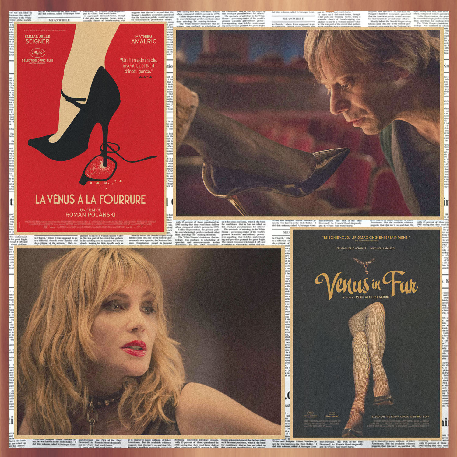 法国罗曼波兰斯基电影穿裘皮的维纳斯海报复古牛皮纸装饰墙画436