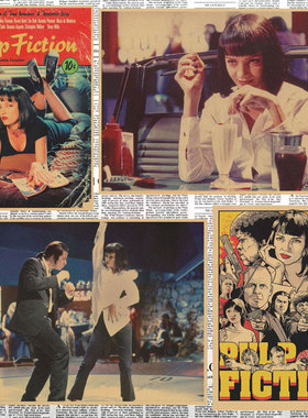 低俗小说电影海报 pulp fiction复古牛皮纸 酒吧装饰墙画343