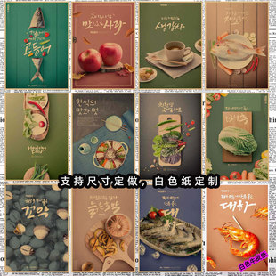 韩国料理烤肉炸鸡店复古牛皮纸装 饰墙画壁画743 美食海报 韩式