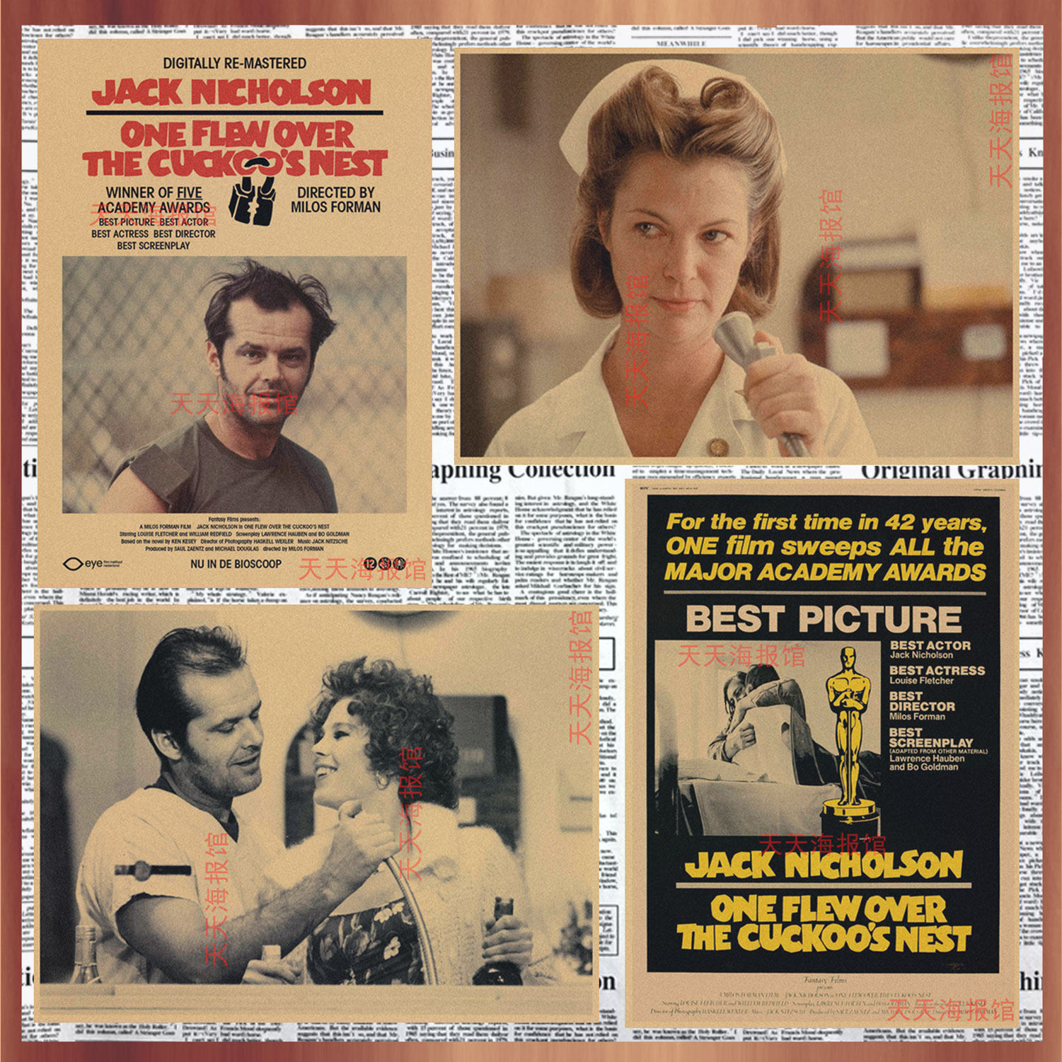 美国经典电影 飞越疯人院 牛皮纸海报 酒吧咖啡厅暂时墙画壁画507