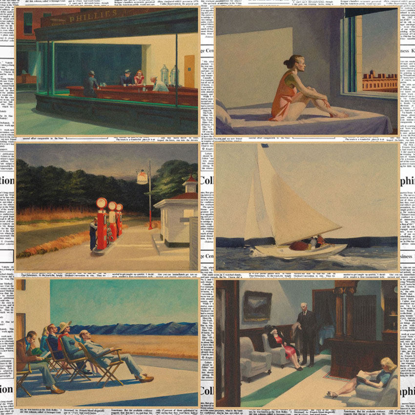 Edward Hopper爱德华霍普风景名画海报复古牛皮纸装饰墙画壁画354