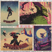 蜘蛛侠平行宇宙动漫海报 饰墙画555 宿舍网吧复古牛皮纸装