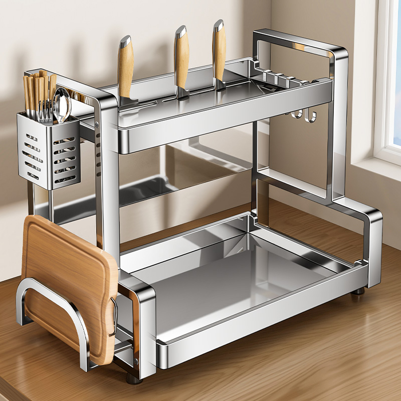 厨房调料品304不锈钢置物架家用台面多功能多层调味料收纳置物架