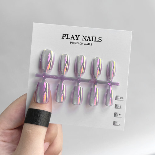 超短梯月方小短方美甲电镀穿戴甲