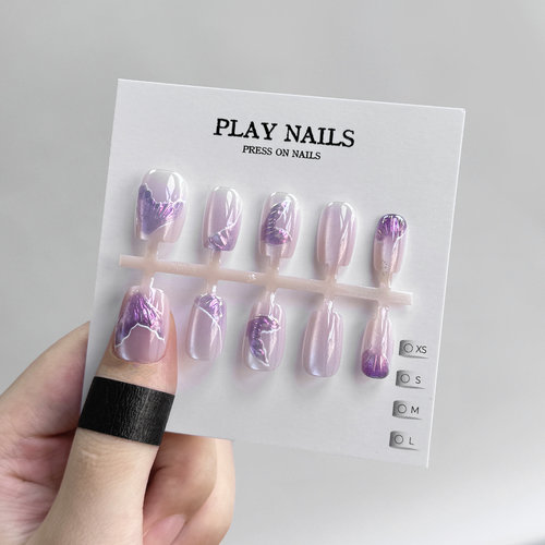 人鱼穿戴甲中长款裸色渐变 立体美甲纯欲风清透显白可拆卸指甲贴