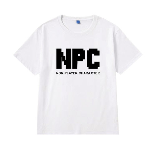 NPC趣味设计男士短袖t恤青少年夏季纯棉上衣黑色休闲半袖