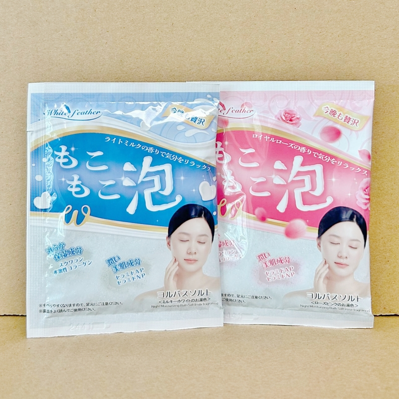 日本white feather白羽毛牛奶玫瑰泡澡剂入浴剂浴盐温泉泡泡浴