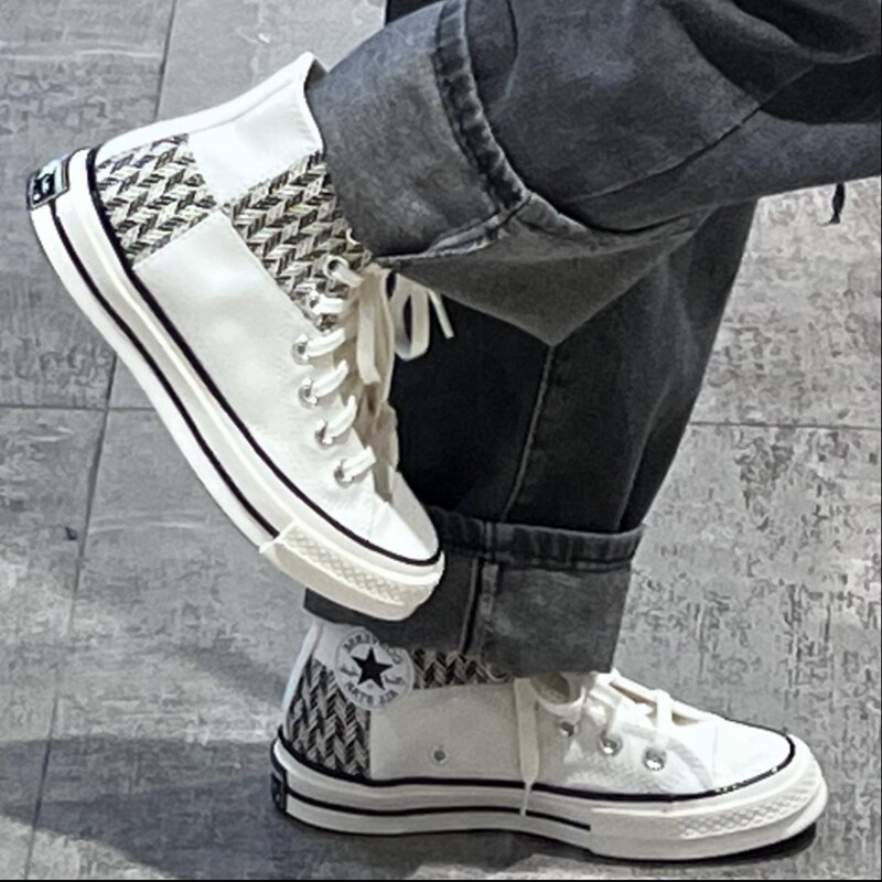Converse/匡威1970s新款复古格纹编织拼接高帮男女帆布鞋 A03279C