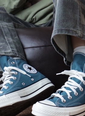 匡威正品1970S 复古高帮孔雀蓝男女情侣款透气百搭帆布鞋 A05589C