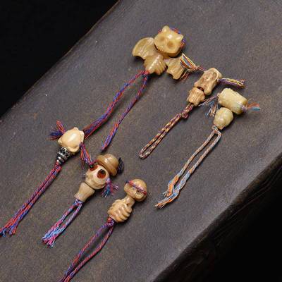 天然骆驼骨雕刻藏式文玩三通配饰DIY半成品佛珠手串配件饰品