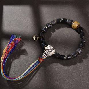 天然牦牛角手串单圈藏区可可西里男女款复古民族风黑金手链饰品