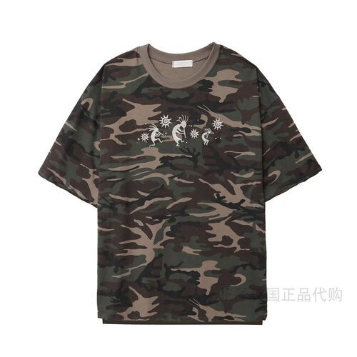 韩国GRASS/DS代购 26夏男款纯棉字母图案真人CS皮肤柔软迷彩T恤