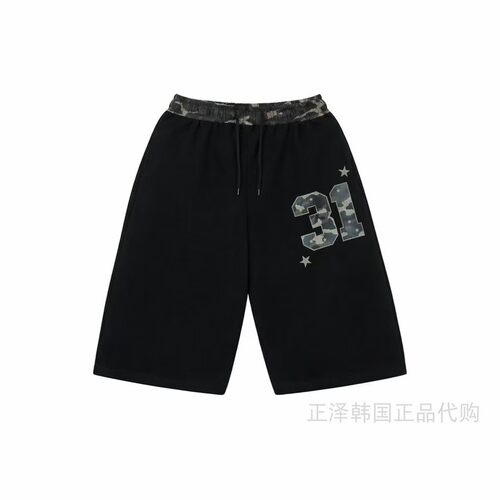 韩国GRASS/DS代购 26夏男女同款纯棉短裤纯色宽松休闲数字五分裤