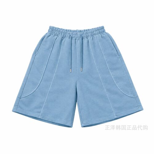 韩国GRASS/DS代购 26夏男女同款纯棉短裤松紧抽绳纯色工装五分裤
