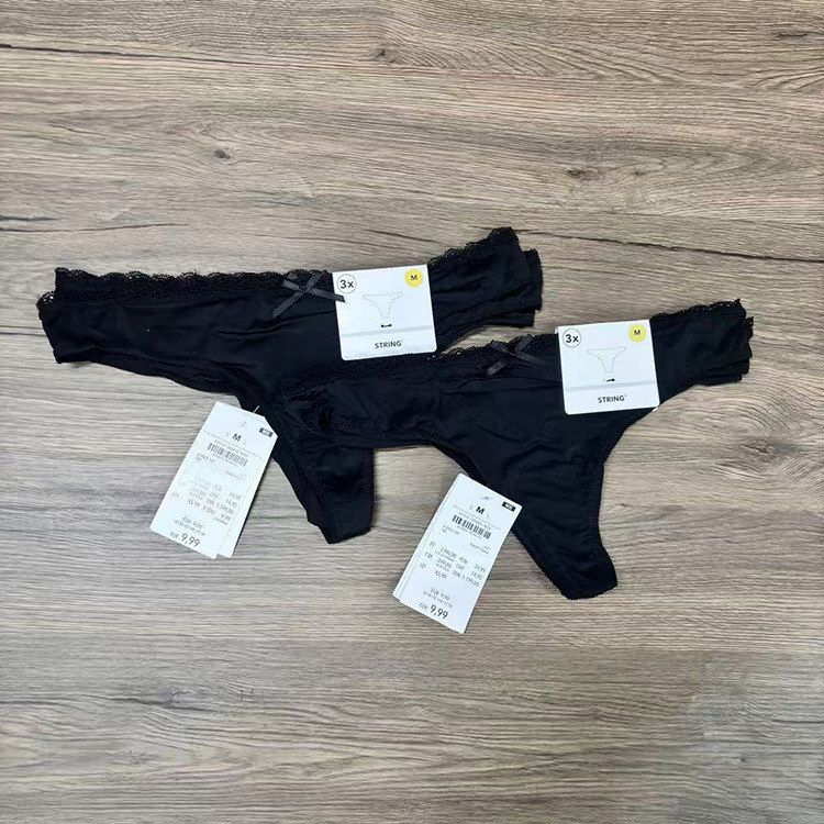 欧美单薄款锦纶舒适丁字内裤纯色低腰短裤女士3件组合装T字裤