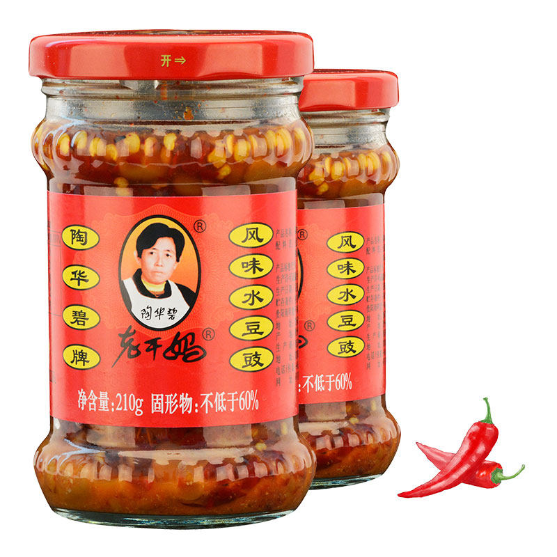 老干妈风味水豆豉陶华碧正品贵州特产210g香辣豆豉下饭厨房调味品