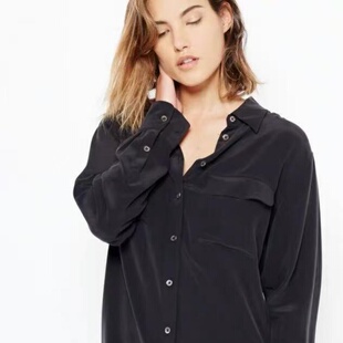 EQ真丝衬衫 双口袋简约设计感直筒长袖 衬衣桑蚕丝女款 上衣 纯色经典