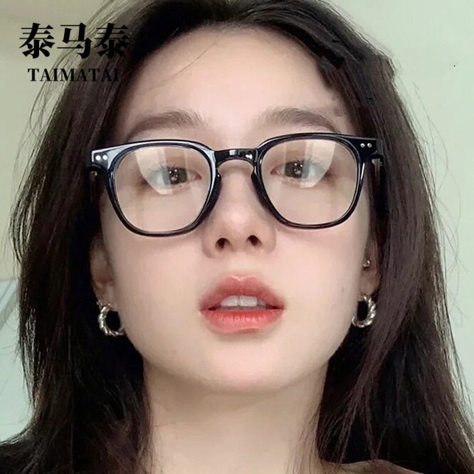 韩版黑框素颜眼镜架时尚方框平光镜女网红同款复古防蓝光近视镜男