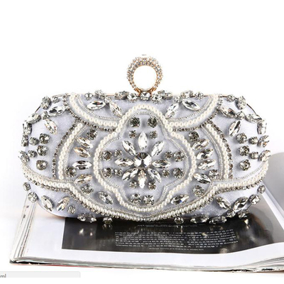 Clutch Bag Crystal Party Bag Elegant Pearl Evening Handbag