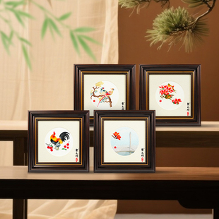 帛绣郎纯手工荔枝木棉花单面绣摆件王新元广绣粤绣中国特色礼品