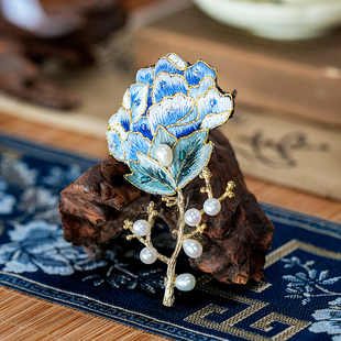 帛绣郎广绣粤绣纯手工蝴蝶木棉花牡丹绣花特色胸针别针中国风礼品