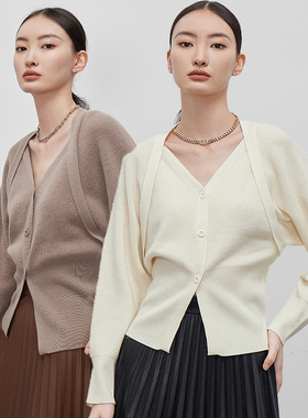 VIVIDINI 100%绵羊毛假两件羊毛衫