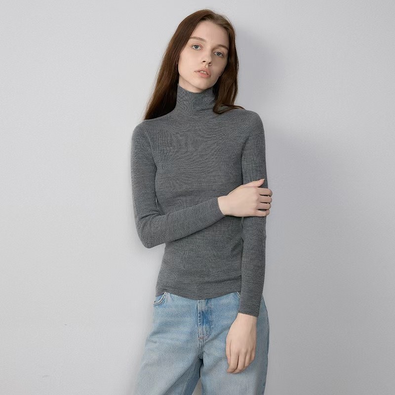 VIVIDINI 100%绵羊毛打底羊毛衫