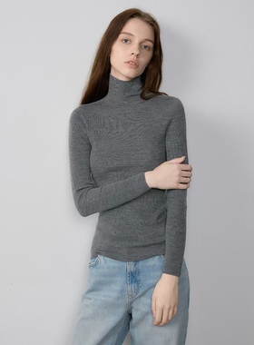 VIVIDINI 100%绵羊毛打底羊毛衫