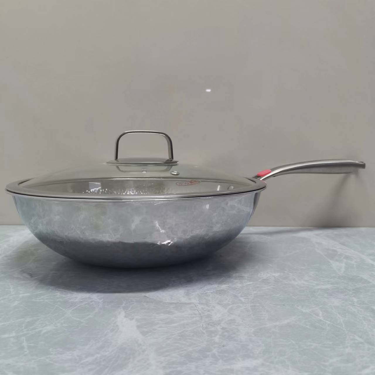 英摩飞旗下钛炒锅32cm手工锤纹加厚加深平底大口径炒锅