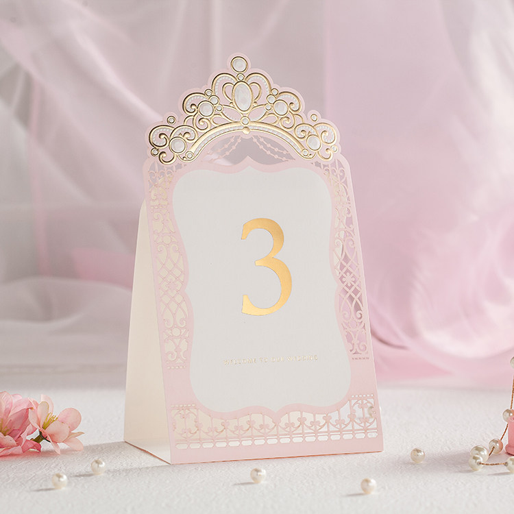 唯思美粉色桌卡欧式皇冠桌签桌号席位卡坐席卡婚礼签到台结婚台卡|msdalam kategori bekalan perayaan/hadiah, kad kerusi - dari Buy2taobao.com untuk memberikan perkhidmatan ejen Taobao profesional membeli