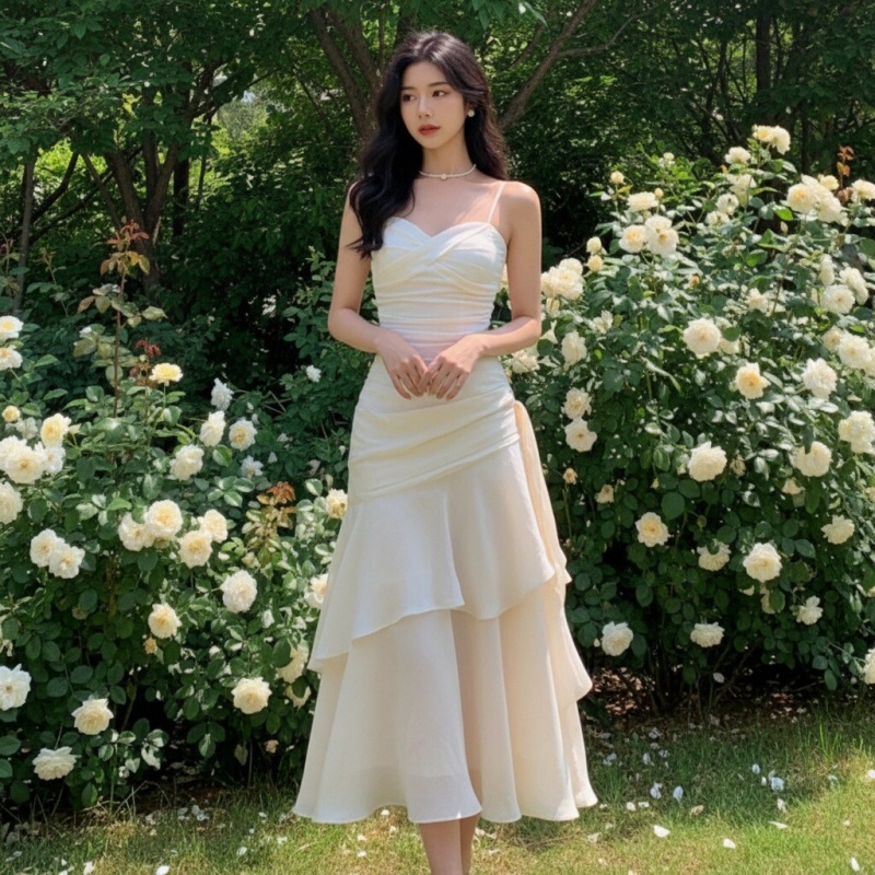 法式高级感性感一字肩轻奢连衣裙
