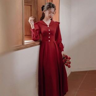 喜庆敬酒礼服2025秋冬大码 平时可穿连衣裙 胖mm高级感订婚回门便装