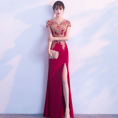 气质短袖鱼尾长袖常规开叉