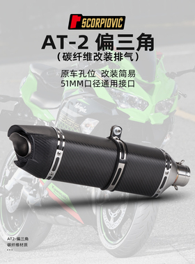 适用摩托车 Z900 MT07 R3 450SR 改装排气管 AT2偏三角排气管通用