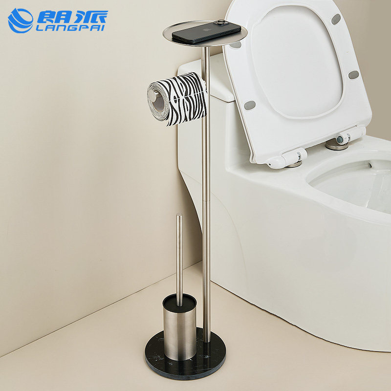 落地纸巾架立式卷纸架带马桶刷套装酒店卫生间清洁刷不锈钢厕纸架