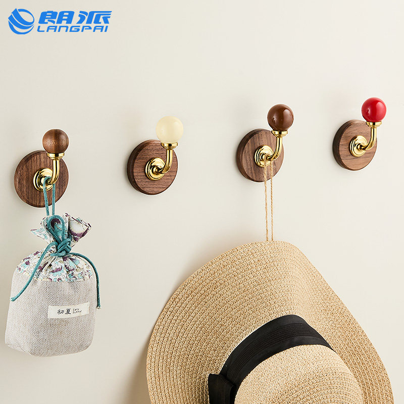 实木挂衣钩单个门后免打孔衣柜侧衣服挂钩壁挂墙上进门玄关衣帽钩