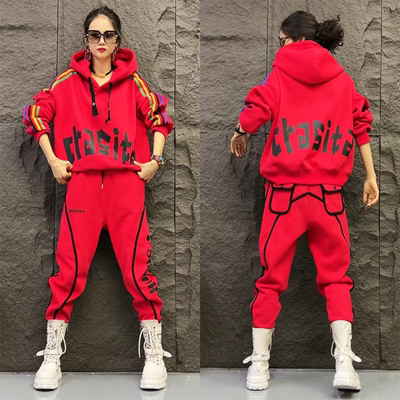 秋冬红色本命年时尚套装两件套