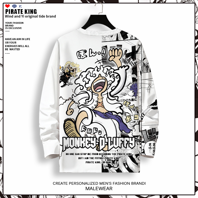 海贼王联名长袖T恤男路飞五档尼卡形态cos服痛衣大码加肥体恤衫