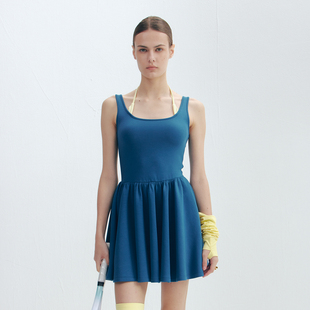 撞色假两件背心伞摆连衣裙时尚 运动风无袖 高腰蓬蓬裙 EYES LOUD