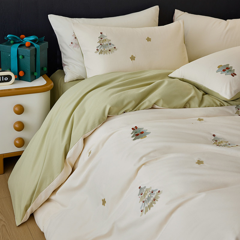 小清新全棉磨毛四件套 冬季纯棉刺绣被套床单床笠儿童床上三件套,床上用品,床品套件/四件套/多件套,淘宝优惠券,粉丝福利购,淘宝优惠卷