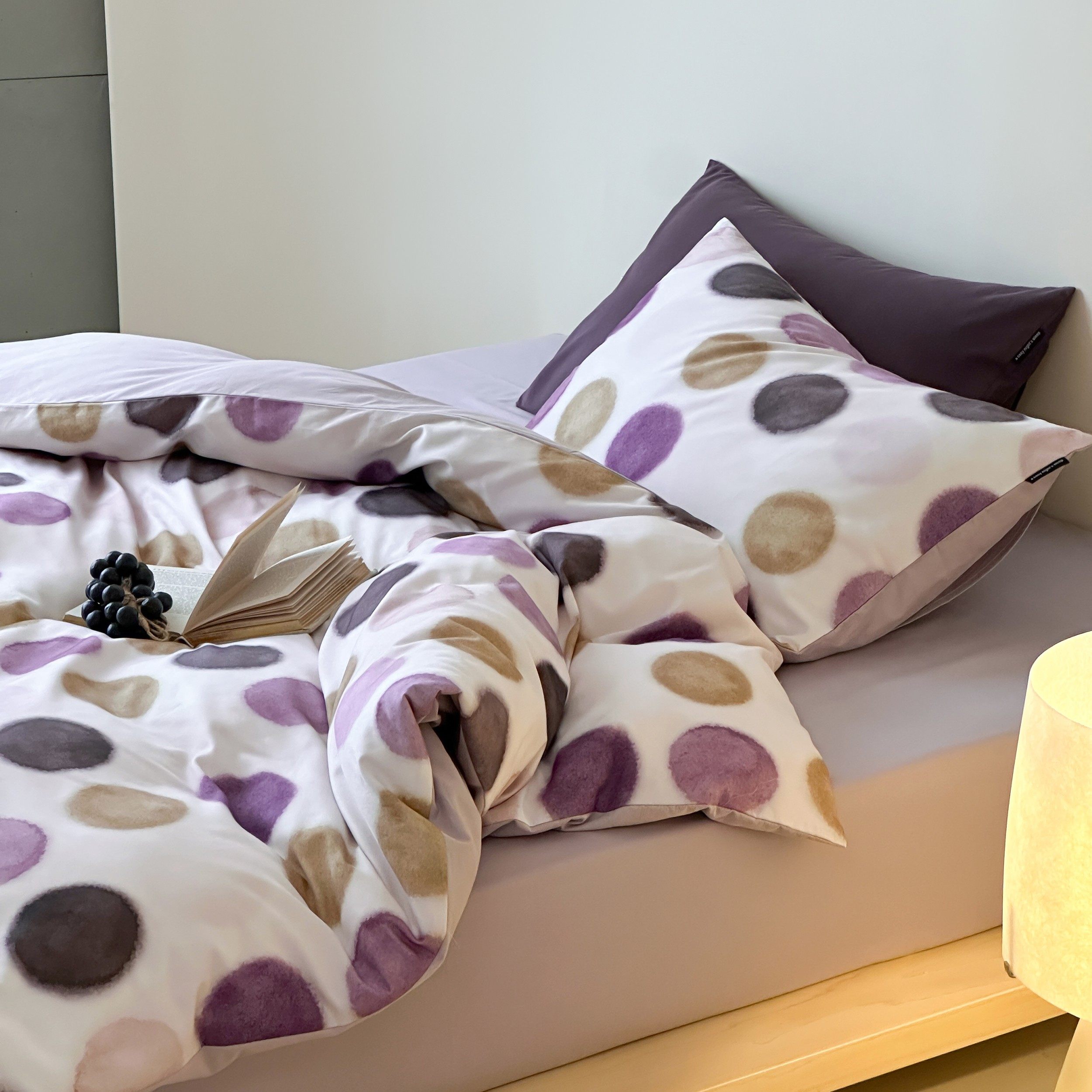 时尚简约秋冬全棉轻磨毛四件套 纯棉亲肤温柔紫色高级感被套床品