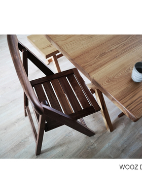 WOOZ/OG折叠椅 家用实木餐椅便携椅靠背椅轻便易收纳